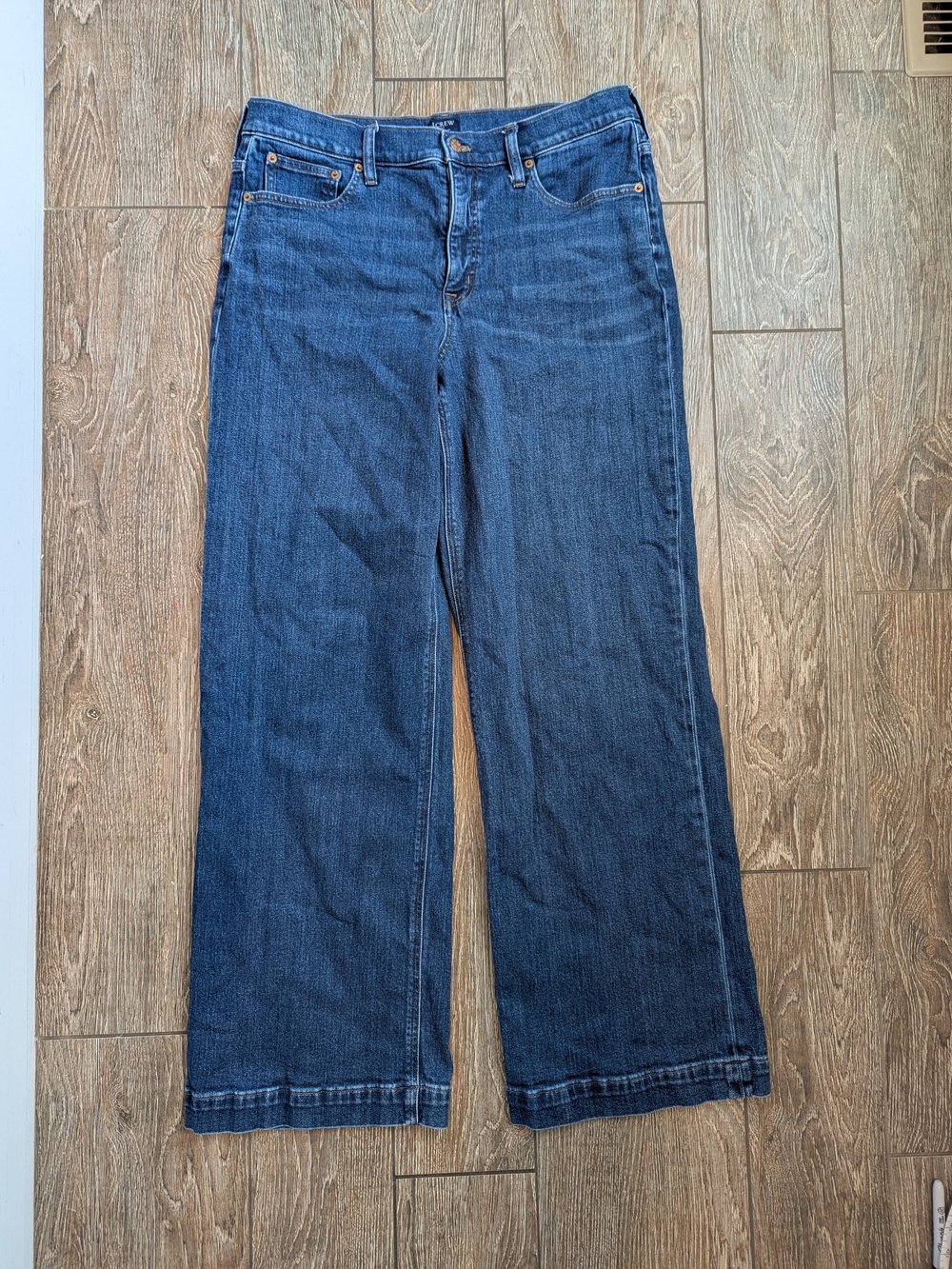 J. Crew Classic Wide Leg Jean 31 Tall Medium Wash All Day Stretch